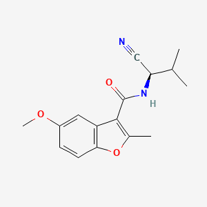 molecular formula C16H18N2O3 B2544692 N-[(1R)-1-cyano-2-methylpropyl]-5-methoxy-2-methyl-1-benzofuran-3-carboxamide CAS No. 1799376-08-1