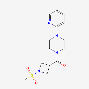 molecular formula C14H20N4O3S B2544693 (1-(甲基磺酰基)氮杂环丁-3-基)(4-(吡啶-2-基)哌嗪-1-基)甲酮 CAS No. 1428372-67-1
