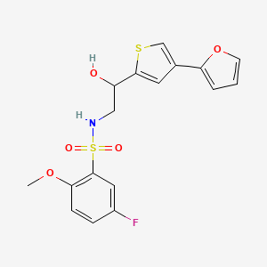 molecular formula C17H16FNO5S2 B2544696 5-Fluoro-N-[2-[4-(furan-2-yl)thiophen-2-yl]-2-hydroxyethyl]-2-methoxybenzenesulfonamide CAS No. 2380010-23-9