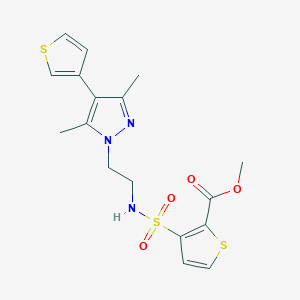 molecular formula C17H19N3O4S3 B2544697 methyl 3-(N-(2-(3,5-dimethyl-4-(thiophen-3-yl)-1H-pyrazol-1-yl)ethyl)sulfamoyl)thiophene-2-carboxylate CAS No. 2034350-70-2