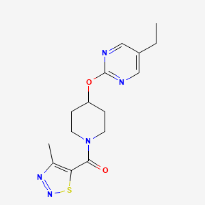 molecular formula C15H19N5O2S B2544703 [4-(5-Ethylpyrimidin-2-yl)oxypiperidin-1-yl]-(4-methylthiadiazol-5-yl)methanone CAS No. 2380141-02-4