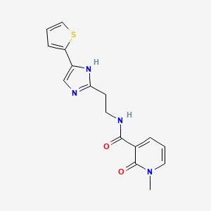 molecular formula C16H16N4O2S B2544709 1-methyl-2-oxo-N-(2-(4-(thiophen-2-yl)-1H-imidazol-2-yl)ethyl)-1,2-dihydropyridine-3-carboxamide CAS No. 1396814-53-1