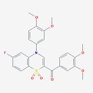 molecular formula C25H22FNO7S B2544720 (3,4-二甲氧基苯基)[4-(3,4-二甲氧基苯基)-6-氟-1,1-二氧化-4H-1,4-苯并噻嗪-2-基]甲苯酮 CAS No. 1114652-62-8