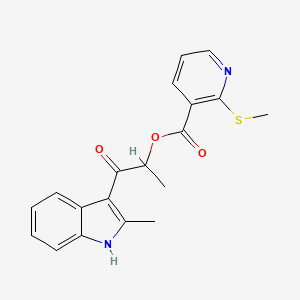 1-(2-methyl-1H-indol-3-yl)-1-oxopropan-2-yl 2-(methylsulfanyl)pyridine-3-carboxylate