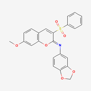 3-(benzenesulfonyl)-N-(1,3-benzodioxol-5-yl)-7-methoxychromen-2-imine