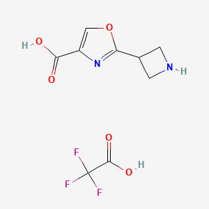 molecular formula C9H9F3N2O5 B2544734 2-(Azetidin-3-yl)-1,3-oxazole-4-carboxylic acid;2,2,2-trifluoroacetic acid CAS No. 2413904-72-8