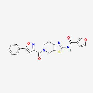 molecular formula C21H16N4O4S B2544742 N-(5-(5-phenylisoxazole-3-carbonyl)-4,5,6,7-tetrahydrothiazolo[5,4-c]pyridin-2-yl)furan-3-carboxamide CAS No. 1428355-29-6