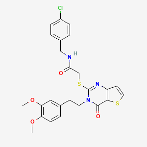 molecular formula C25H24ClN3O4S2 B2544743 N-(4-chlorobenzyl)-2-({3-[2-(3,4-dimethoxyphenyl)ethyl]-4-oxo-3,4-dihydrothieno[3,2-d]pyrimidin-2-yl}sulfanyl)acetamide CAS No. 894242-95-6