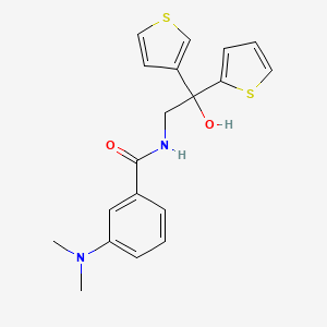 molecular formula C19H20N2O2S2 B2544748 3-(dimethylamino)-N-(2-hydroxy-2-(thiophen-2-yl)-2-(thiophen-3-yl)ethyl)benzamide CAS No. 2034236-37-6