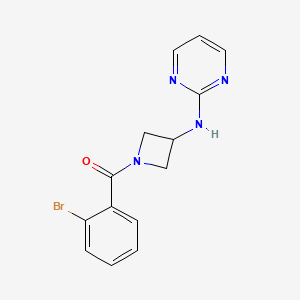 molecular formula C14H13BrN4O B2544755 (2-Bromophenyl)(3-(pyrimidin-2-ylamino)azetidin-1-yl)methanone CAS No. 2034420-75-0