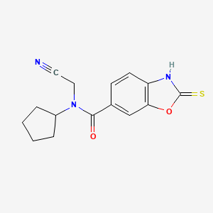 molecular formula C15H15N3O2S B2544759 N-(cyanomethyl)-N-cyclopentyl-2-sulfanyl-1,3-benzoxazole-6-carboxamide CAS No. 1808435-25-7
