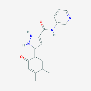(5Z)-5-(3,4-dimethyl-6-oxocyclohexa-2,4-dien-1-ylidene)-N-pyridin-3-yl-1,2-dihydropyrazole-3-carboxamide