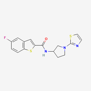 molecular formula C16H14FN3OS2 B2544769 5-fluoro-N-(1-(thiazol-2-yl)pyrrolidin-3-yl)benzo[b]thiophene-2-carboxamide CAS No. 1797183-10-8