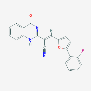 molecular formula C21H12FN3O2 B254478 (E)-3-[5-(2-fluorophenyl)furan-2-yl]-2-(4-oxo-1H-quinazolin-2-yl)prop-2-enenitrile 