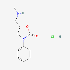 molecular formula C11H15ClN2O2 B2544785 5-[(Methylamino)methyl]-3-phenyl-1,3-oxazolidin-2-one hydrochloride CAS No. 2094929-63-0