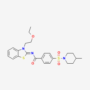 molecular formula C24H29N3O4S2 B2544807 N-[3-(2-ethoxyethyl)-1,3-benzothiazol-2-ylidene]-4-(4-methylpiperidin-1-yl)sulfonylbenzamide CAS No. 865162-45-4