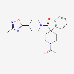 molecular formula C23H28N4O3 B2544808 1-[4-[4-(3-Methyl-1,2,4-oxadiazol-5-yl)piperidine-1-carbonyl]-4-phenylpiperidin-1-yl]prop-2-en-1-one CAS No. 2361876-81-3