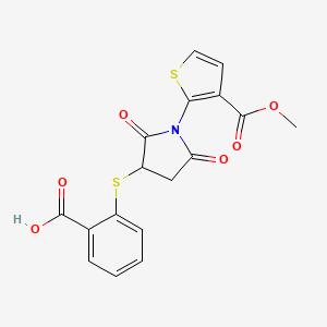 2-((1-(3-(Methoxycarbonyl)thiophen-2-yl)-2,5-dioxopyrrolidin-3-yl)thio)benzoic acid