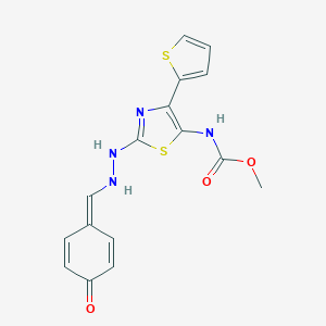 methyl N-[2-[2-[(4-oxocyclohexa-2,5-dien-1-ylidene)methyl]hydrazinyl]-4-thiophen-2-yl-1,3-thiazol-5-yl]carbamate