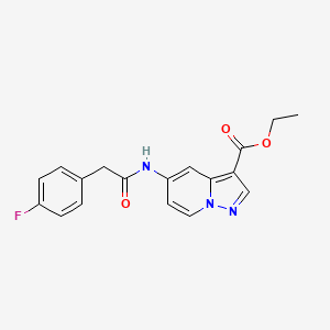 molecular formula C18H16FN3O3 B2544858 5-(2-(4-氟苯基)乙酰氨基)吡唑并[1,5-a]吡啶-3-羧酸乙酯 CAS No. 1396765-71-1
