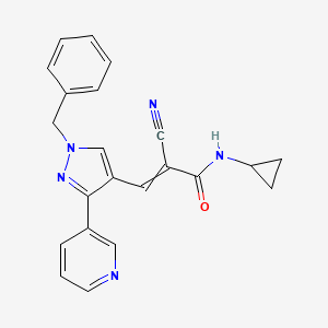 3-[1-benzyl-3-(pyridin-3-yl)-1H-pyrazol-4-yl]-2-cyano-N-cyclopropylprop-2-enamide