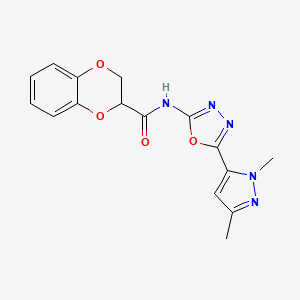 N-(5-(1,3-dimethyl-1H-pyrazol-5-yl)-1,3,4-oxadiazol-2-yl)-2,3-dihydrobenzo[b][1,4]dioxine-2-carboxamide