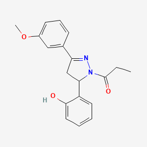 1-(5-(2-hydroxyphenyl)-3-(3-methoxyphenyl)-4,5-dihydro-1H-pyrazol-1-yl)propan-1-one
