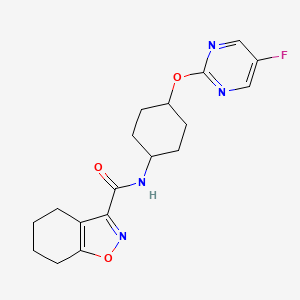 molecular formula C18H21FN4O3 B2544880 N-((1r,4r)-4-((5-fluoropyrimidin-2-yl)oxy)cyclohexyl)-4,5,6,7-tetrahydrobenzo[d]isoxazole-3-carboxamide CAS No. 2034279-98-4