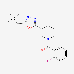 (2-Fluorophenyl)(3-(5-neopentyl-1,3,4-oxadiazol-2-yl)piperidin-1-yl)methanone