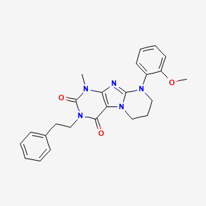 molecular formula C24H25N5O3 B2544907 9-(2-甲氧基苯基)-1-甲基-3-苯乙基-6,7,8,9-四氢吡啶并[2,1-f]嘌呤-2,4(1H,3H)-二酮 CAS No. 876899-75-1