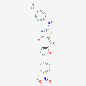 (5E)-2-(4-hydroxyanilino)-5-[[5-(4-nitrophenyl)furan-2-yl]methylidene]-1,3-thiazol-4-one