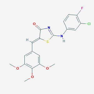 molecular formula C19H16ClFN2O4S B254492 (5Z)-2-(3-chloro-4-fluoroanilino)-5-[(3,4,5-trimethoxyphenyl)methylidene]-1,3-thiazol-4-one 