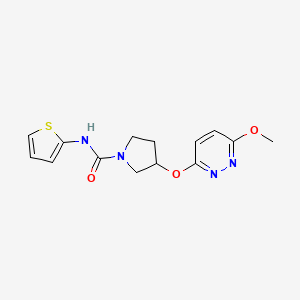 molecular formula C14H16N4O3S B2544928 3-((6-methoxypyridazin-3-yl)oxy)-N-(thiophen-2-yl)pyrrolidine-1-carboxamide CAS No. 2034249-07-3