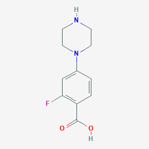 molecular formula C11H13FN2O2 B2544930 2-Fluoro-4-piperazinobenzoic Acid CAS No. 1121613-69-1; 885959-44-4