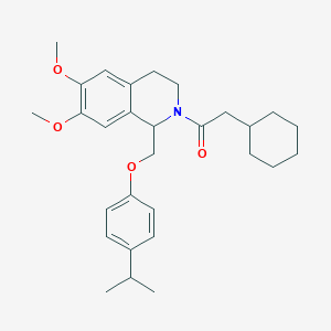 molecular formula C29H39NO4 B2544986 2-cyclohexyl-1-(1-((4-isopropylphenoxy)methyl)-6,7-dimethoxy-3,4-dihydroisoquinolin-2(1H)-yl)ethanone CAS No. 680604-45-9