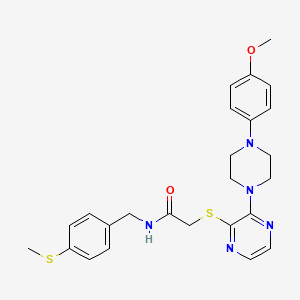 molecular formula C25H29N5O2S2 B2544988 2-((3-(4-(4-甲氧基苯基)哌嗪-1-基)吡嗪-2-基)硫代)-N-(4-(甲硫基)苄基)乙酰胺 CAS No. 1185069-23-1