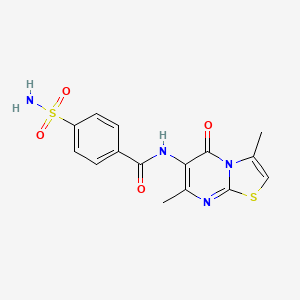 molecular formula C15H14N4O4S2 B2544994 N-(3,7-二甲基-5-氧代-5H-噻唑并[3,2-a]嘧啶-6-基)-4-磺酰胺基苯甲酰胺 CAS No. 955771-30-9
