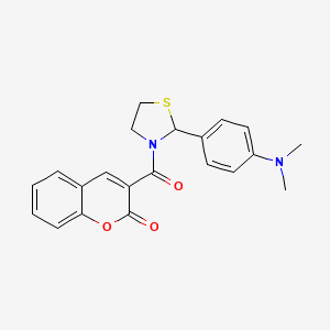 molecular formula C21H20N2O3S B2544995 3-(2-(4-(diméthylamino)phényl)thiazolidine-3-carbonyl)-2H-chromène-2-one CAS No. 372506-82-6