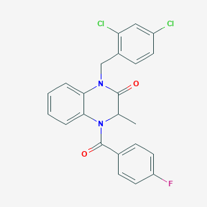 molecular formula C23H17Cl2FN2O2 B2544999 1-[(2,4-dichlorophenyl)methyl]-4-(4-fluorobenzoyl)-3-methyl-3H-quinoxalin-2-one CAS No. 317833-35-5