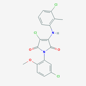 molecular formula C18H13Cl3N2O3 B254500 3-chloro-1-(5-chloro-2-methoxyphenyl)-4-(3-chloro-2-methylanilino)-1H-pyrrole-2,5-dione 