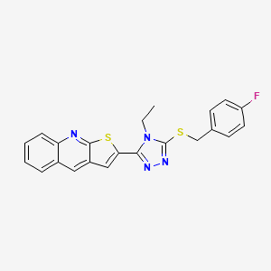 molecular formula C22H17FN4S2 B2545035 2-{4-ethyl-5-[(4-fluorobenzyl)sulfanyl]-4H-1,2,4-triazol-3-yl}thieno[2,3-b]quinoline CAS No. 478260-39-8