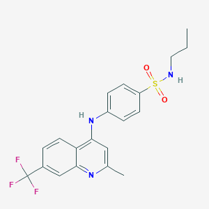 molecular formula C20H20F3N3O2S B254504 4-{[2-methyl-7-(trifluoromethyl)quinolin-4-yl]amino}-N-propylbenzenesulfonamide 