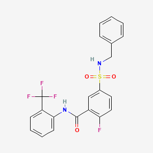 molecular formula C21H16F4N2O3S B2545040 5-(苯甲酰胺基)-2-氟-N-[2-(三氟甲基)苯基]苯甲酰胺 CAS No. 451480-22-1