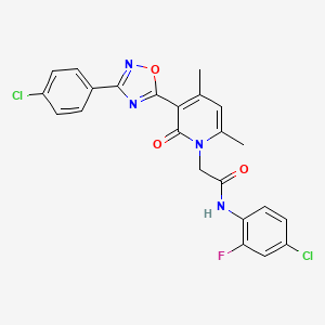 molecular formula C23H17Cl2FN4O3 B2545046 N-(4-chloro-2-fluorophenyl)-2-(3-(3-(4-chlorophenyl)-1,2,4-oxadiazol-5-yl)-4,6-dimethyl-2-oxopyridin-1(2H)-yl)acetamide CAS No. 1260729-07-4
