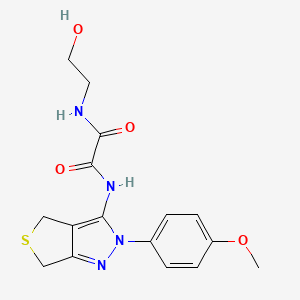 molecular formula C16H18N4O4S B2545048 N-(2-羟乙基)-N'-[2-(4-甲氧基苯基)-4,6-二氢噻吩并[3,4-c]吡唑-3-基]草酰胺 CAS No. 900009-98-5