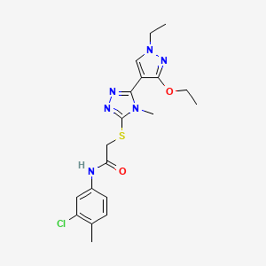 molecular formula C19H23ClN6O2S B2545074 N-(3-氯-4-甲基苯基)-2-((5-(3-乙氧基-1-乙基-1H-吡唑-4-基)-4-甲基-4H-1,2,4-三唑-3-基)硫代)乙酰胺 CAS No. 1013789-07-5