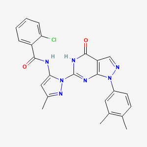 2-chloro-N-(1-(1-(3,4-dimethylphenyl)-4-oxo-4,5-dihydro-1H-pyrazolo[3,4-d]pyrimidin-6-yl)-3-methyl-1H-pyrazol-5-yl)benzamide