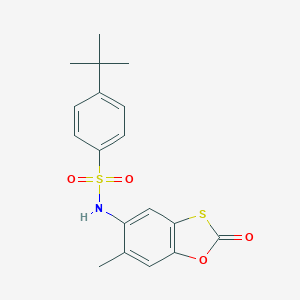 molecular formula C18H19NO4S2 B254508 4-tert-butyl-N-(6-methyl-2-oxo-1,3-benzoxathiol-5-yl)benzenesulfonamide 