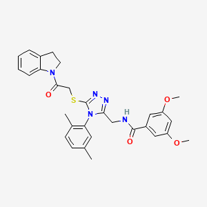N-((4-(2,5-dimethylphenyl)-5-((2-(indolin-1-yl)-2-oxoethyl)thio)-4H-1,2,4-triazol-3-yl)methyl)-3,5-dimethoxybenzamide