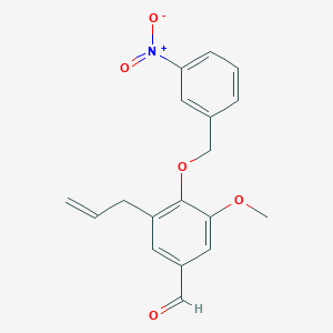 molecular formula C18H17NO5 B2545103 3-甲氧基-4-[(3-硝基苄基)氧基]-5-(丙-2-烯-1-基)苯甲醛 CAS No. 872183-34-1